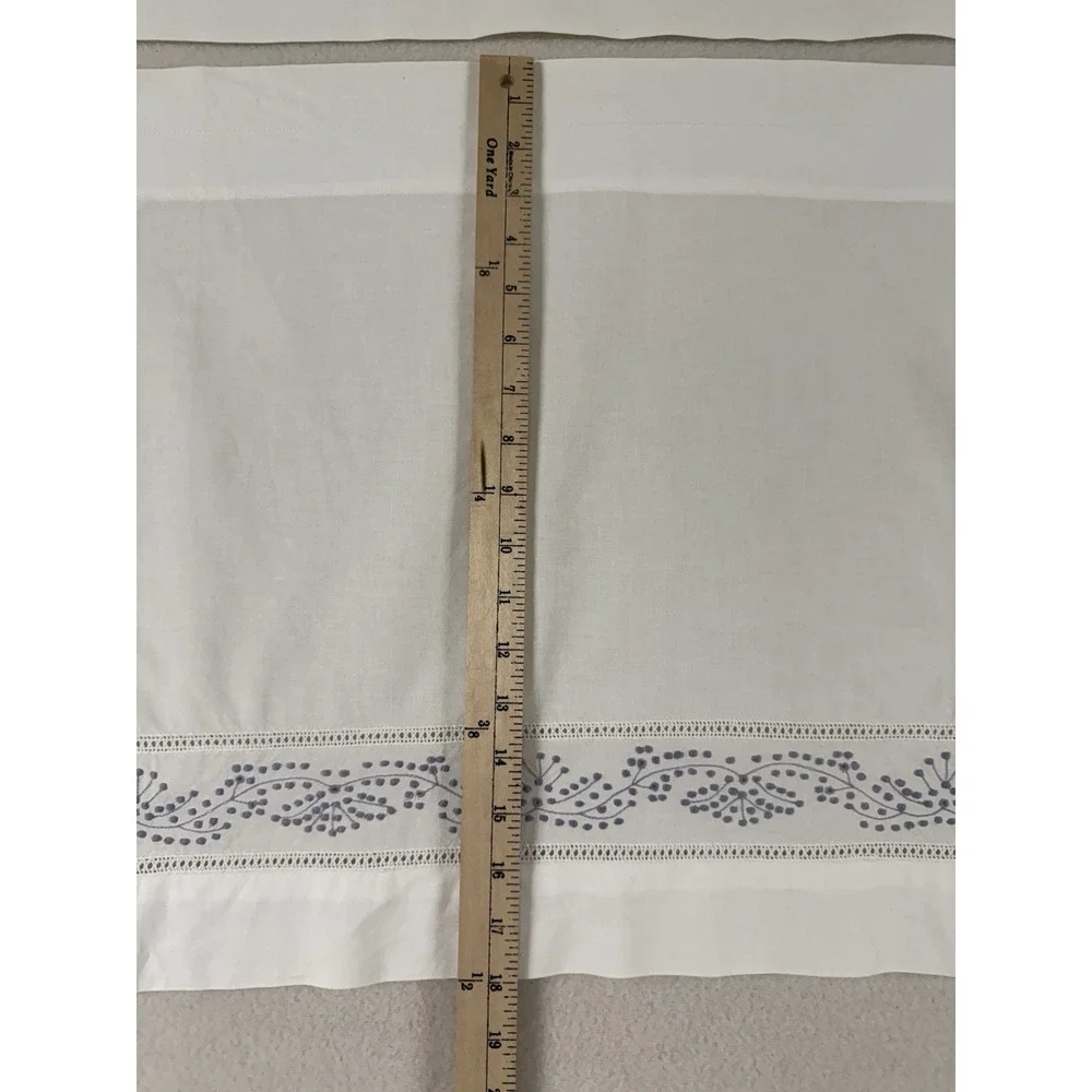 Cafe Curtain Set‎ Panels White Embroidered Lavender Cottage Shabby Farmhouse 4